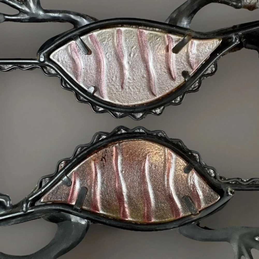 2 GECKOS Decor Orange 18” Stained Glass Plasma Cut Metal Wall Garden Decor LARGE